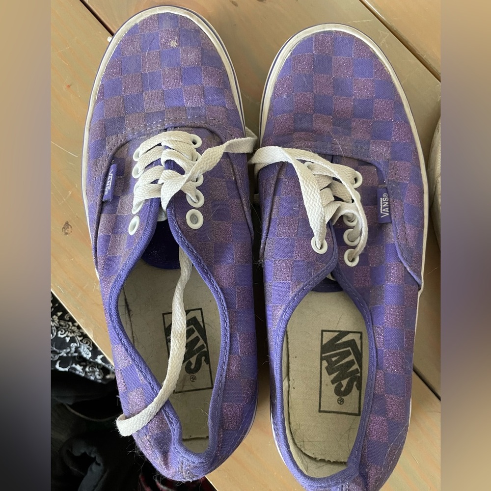 Vans purple and sparkle shoes